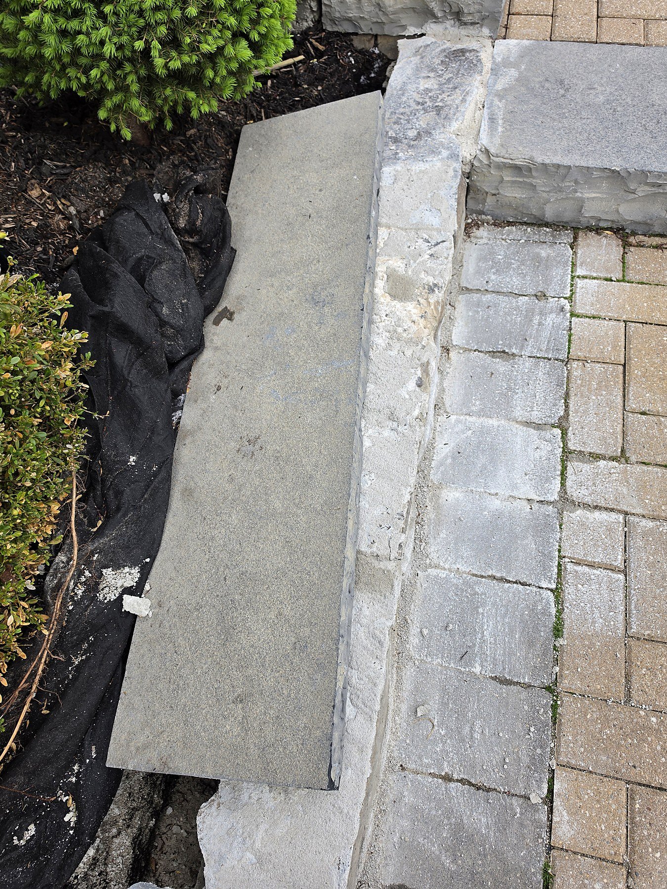 Masonry wall during repair
